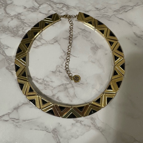 House of Harlow 1960 Jewelry - House of Harlow 1960 Black and Gold Chevron Necklace